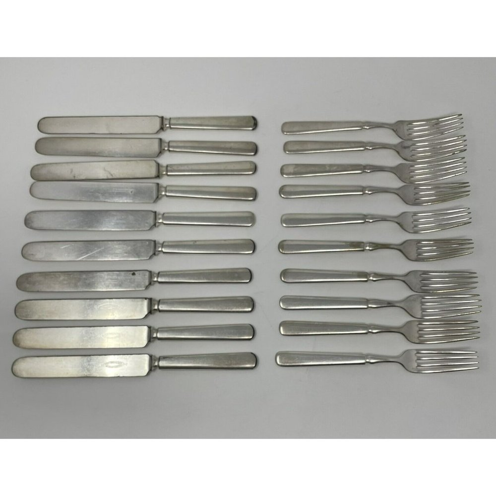 1847 Rogers Bros MERIDEN Brittania 10 Forks 10 Knives SilverPlate